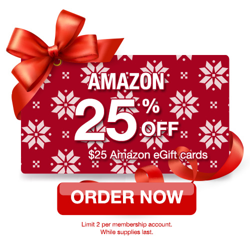 AMAZON - 25% off $25 Amazon eGift cards. ORDER NOW